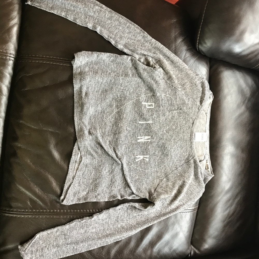 thin knitted crop sweater from Pink. Grey, Small